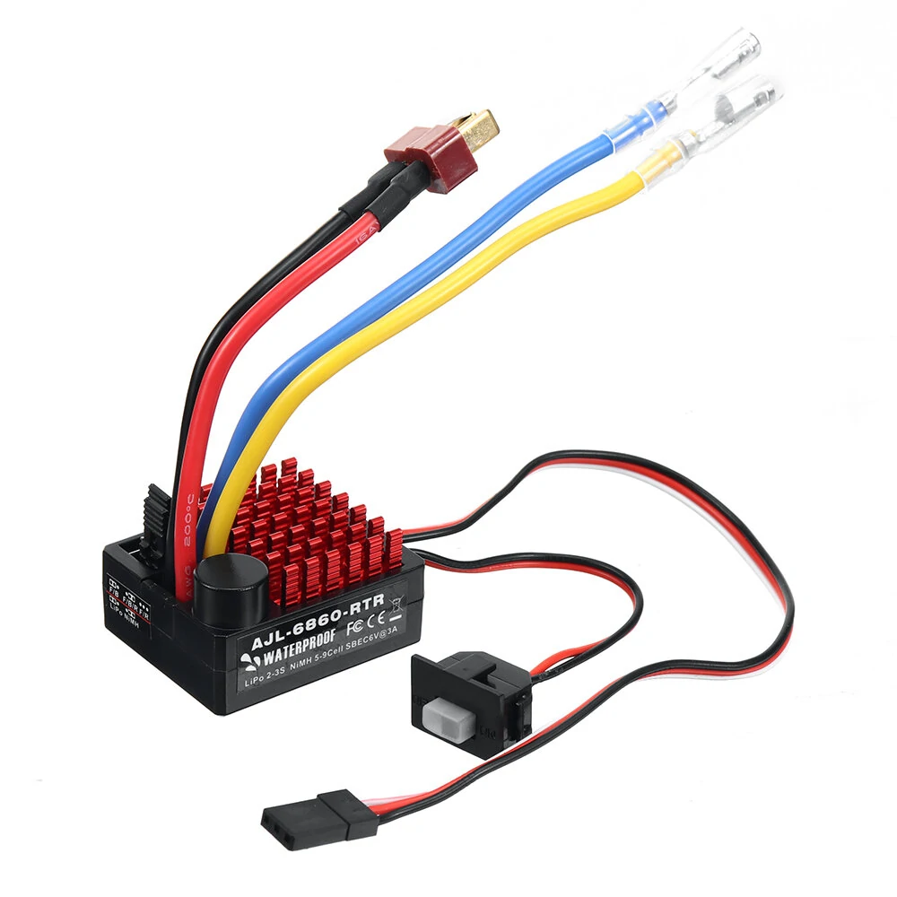 FLYUEACE 6860 Brushed ESC 60A Waterproof Crawler Speed Controller with BEC RC Vehicles Cars Boats Tanks Models Parts — FLYUEACE