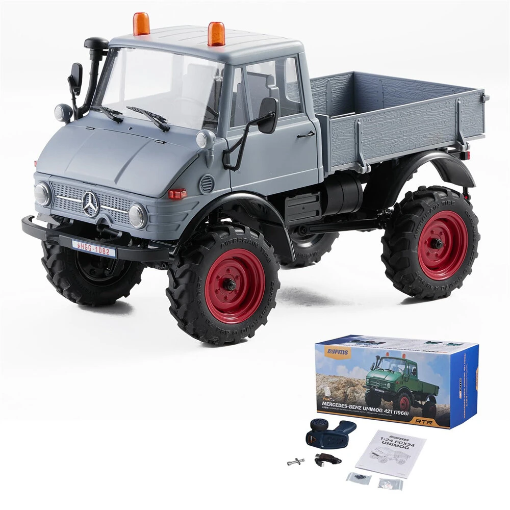 FMS FCX24 RTR Mercedes for Benz 421 Unimog 1/24 2.4G 4WD RC Car Rock Crawler Two Speed Portal Axles Off-Road Climbing Truck LED Light Full Proportional Vehicles Models Toys — view 5