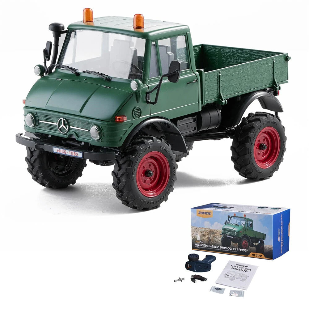 FMS FCX24 RTR Mercedes for Benz 421 Unimog 1/24 2.4G 4WD RC Car Rock Crawler Two Speed Portal Axles Off-Road Climbing Truck LED Light Full Proportional Vehicles Models Toys — view 6