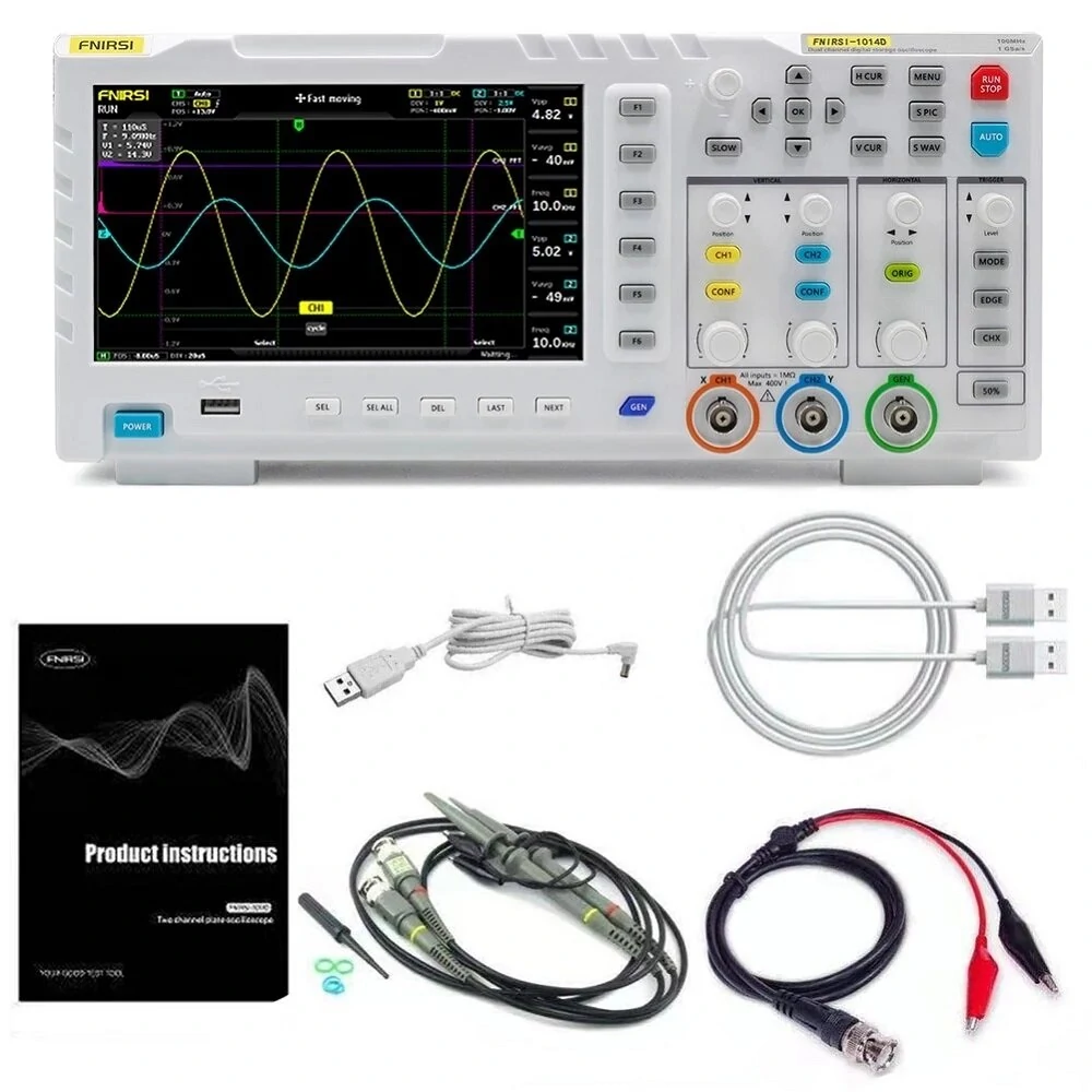 FNIRSI-1014D 7 Inch TFT LCD Display Screen 2 In 1 Dual Channel Input Storage Oscilloscope Digital Signal Generator — FNIRSI