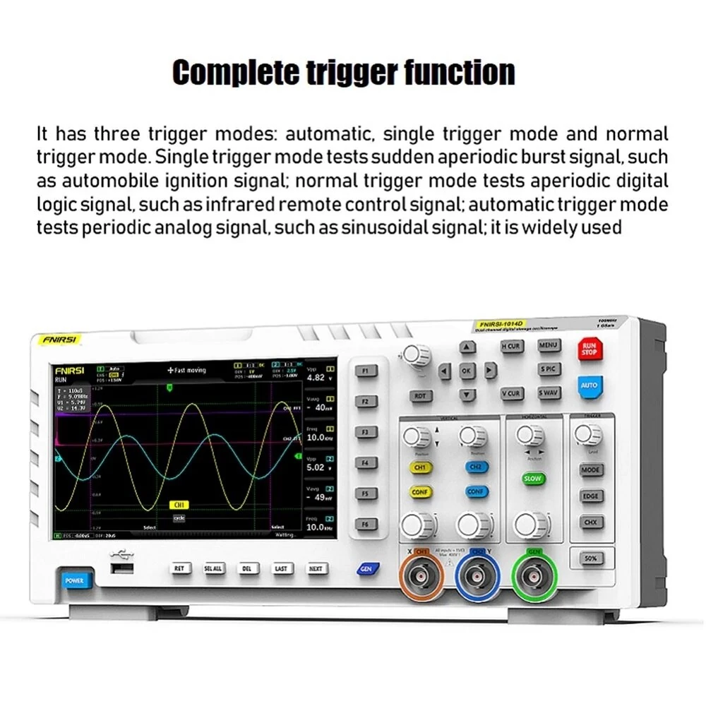 FNIRSI-1014D 7 Inch TFT LCD Display Screen 2 In 1 Dual Channel Input Storage Oscilloscope Digital Signal Generator — view 10