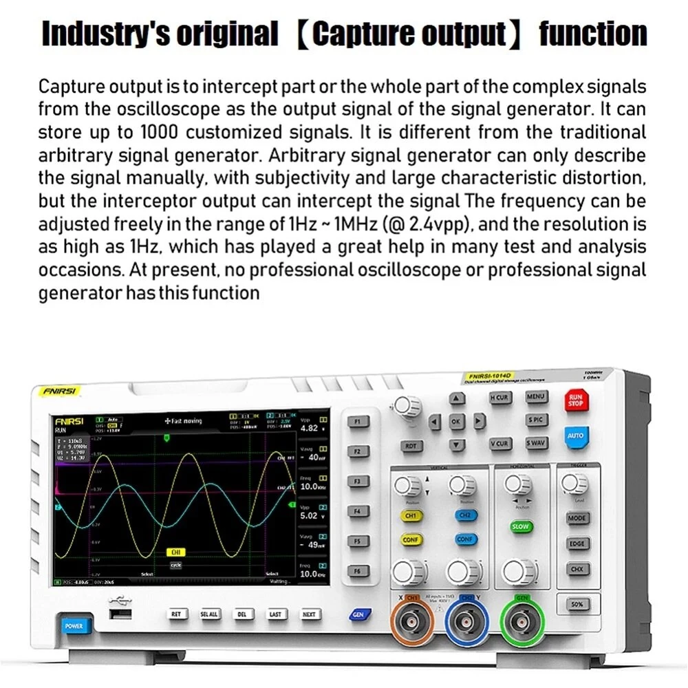 FNIRSI-1014D 7 Inch TFT LCD Display Screen 2 In 1 Dual Channel Input Storage Oscilloscope Digital Signal Generator — view 8