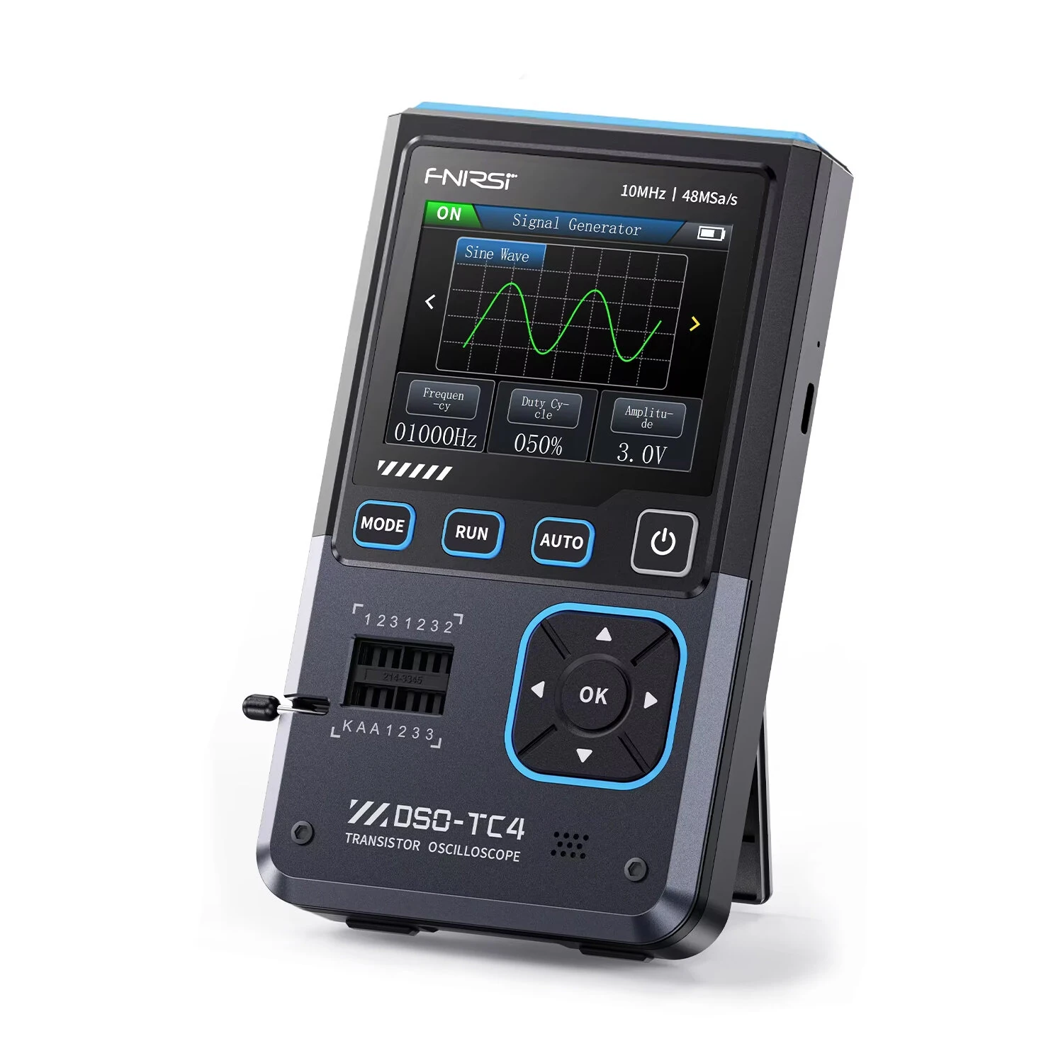 FNIRSI DSO-TC4 3-in-1 Oscilloscope Signal Generator Transistor Tester 48MSa/s 10MHz Bandwidth Portable Design Rechargeable Battery Adjustable Waveforms — view 2