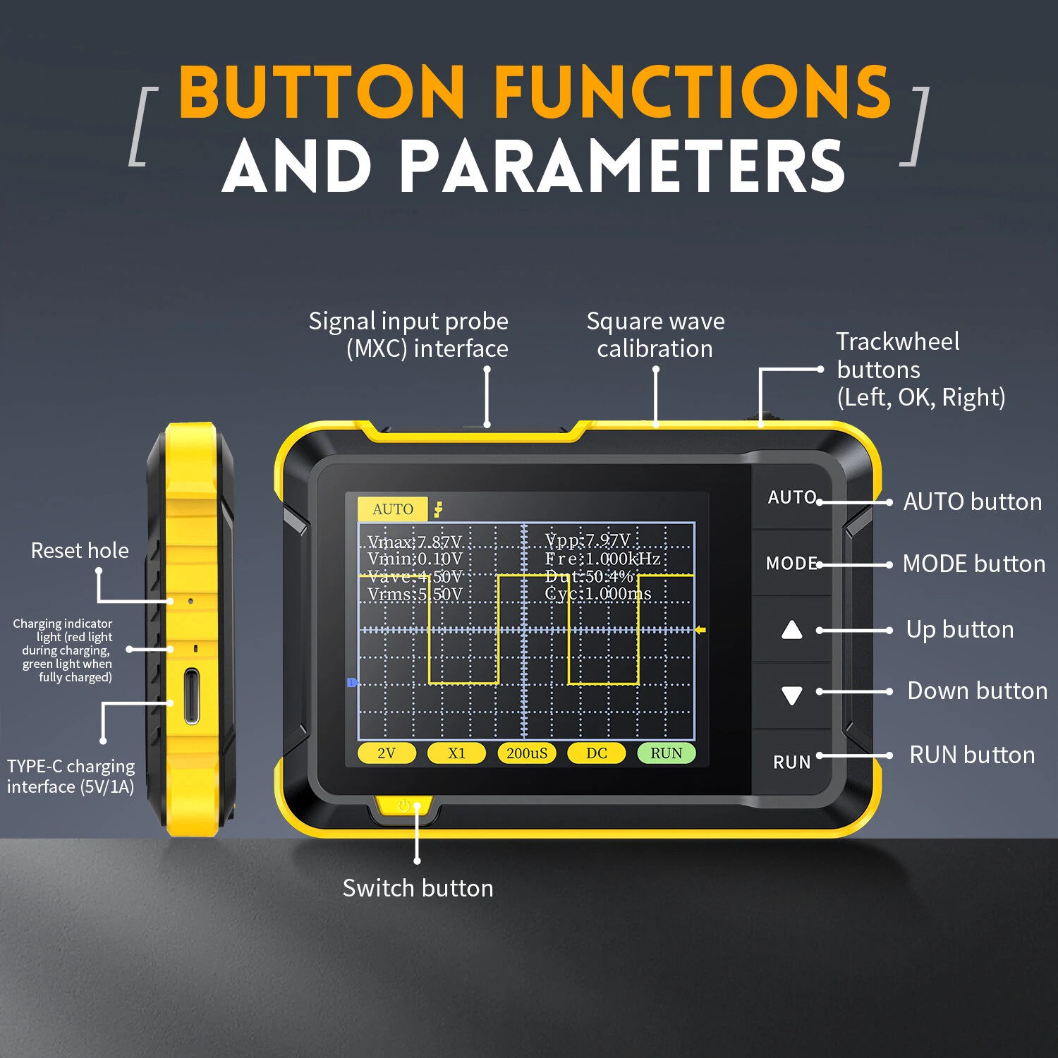 FNIRSI DSO152 Mini Handheld Digital Oscilloscope Latest Version 2.5MSa/s 200KHz Analog Bandwidth 800 VPP with PWM Output — view 7