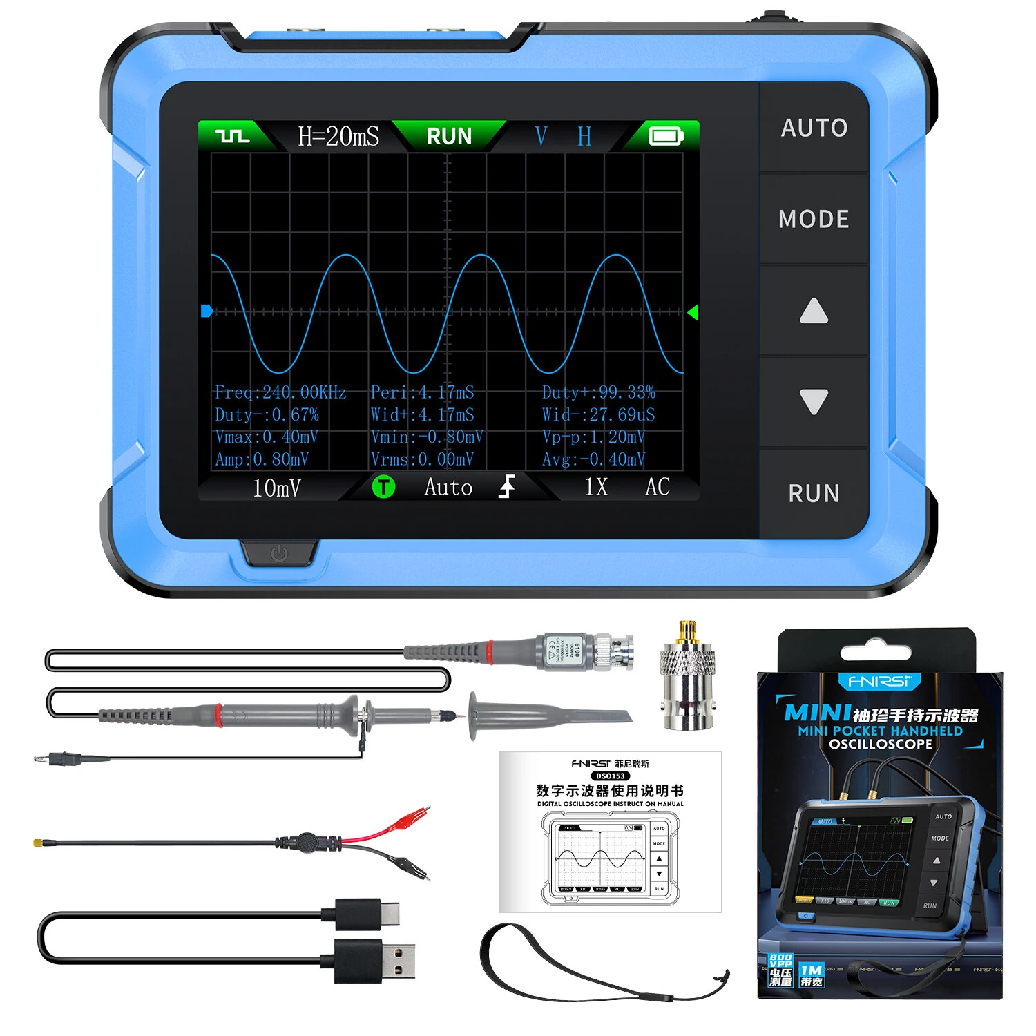 FNIRSI DSO510 Handheld Digital Oscilloscope 2.8 Inch TFT LCD 10 MHz Bandwidth 48MSa s Sampling Rate Portable Design for Precision Measurement — view 2