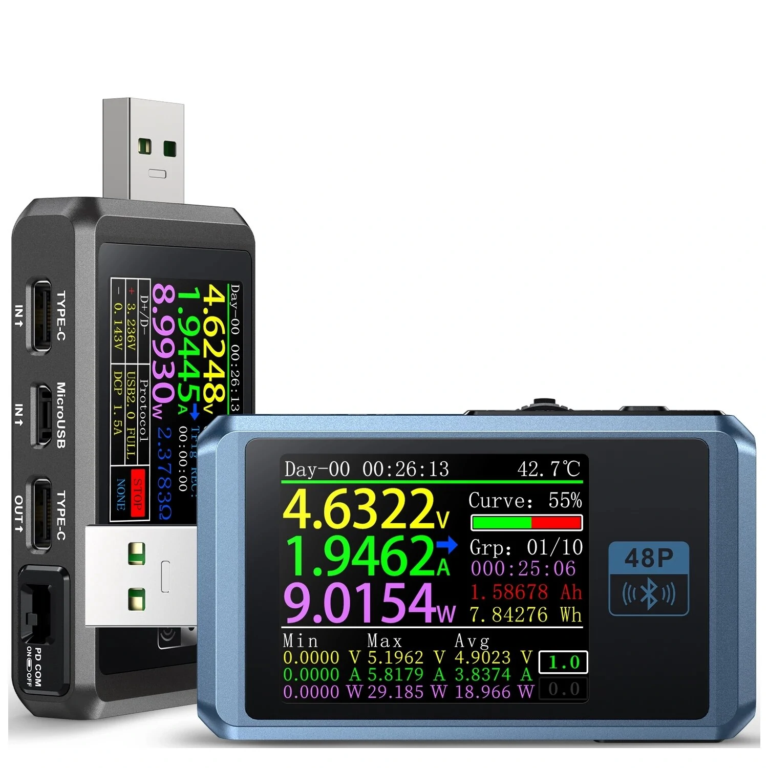 FNIRSI-FNB48P Ammeter Voltmeter USB Tester TYPE-C Fast Charge Detection Trigger Capacity Ripple Measurement with CNC Metal Shell — view 2