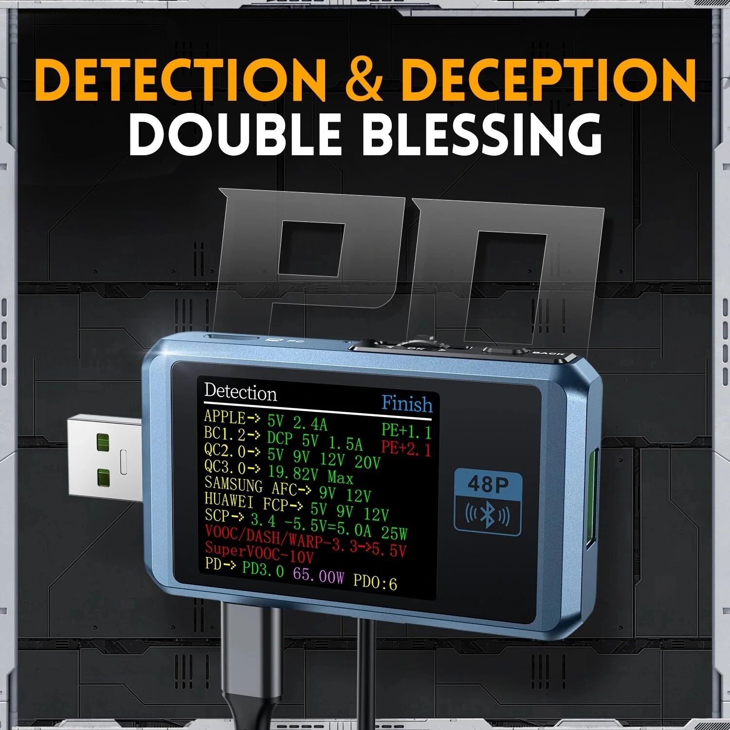 FNIRSI-FNB48P Ammeter Voltmeter USB Tester TYPE-C Fast Charge Detection Trigger Capacity Ripple Measurement with CNC Metal Shell — view 5