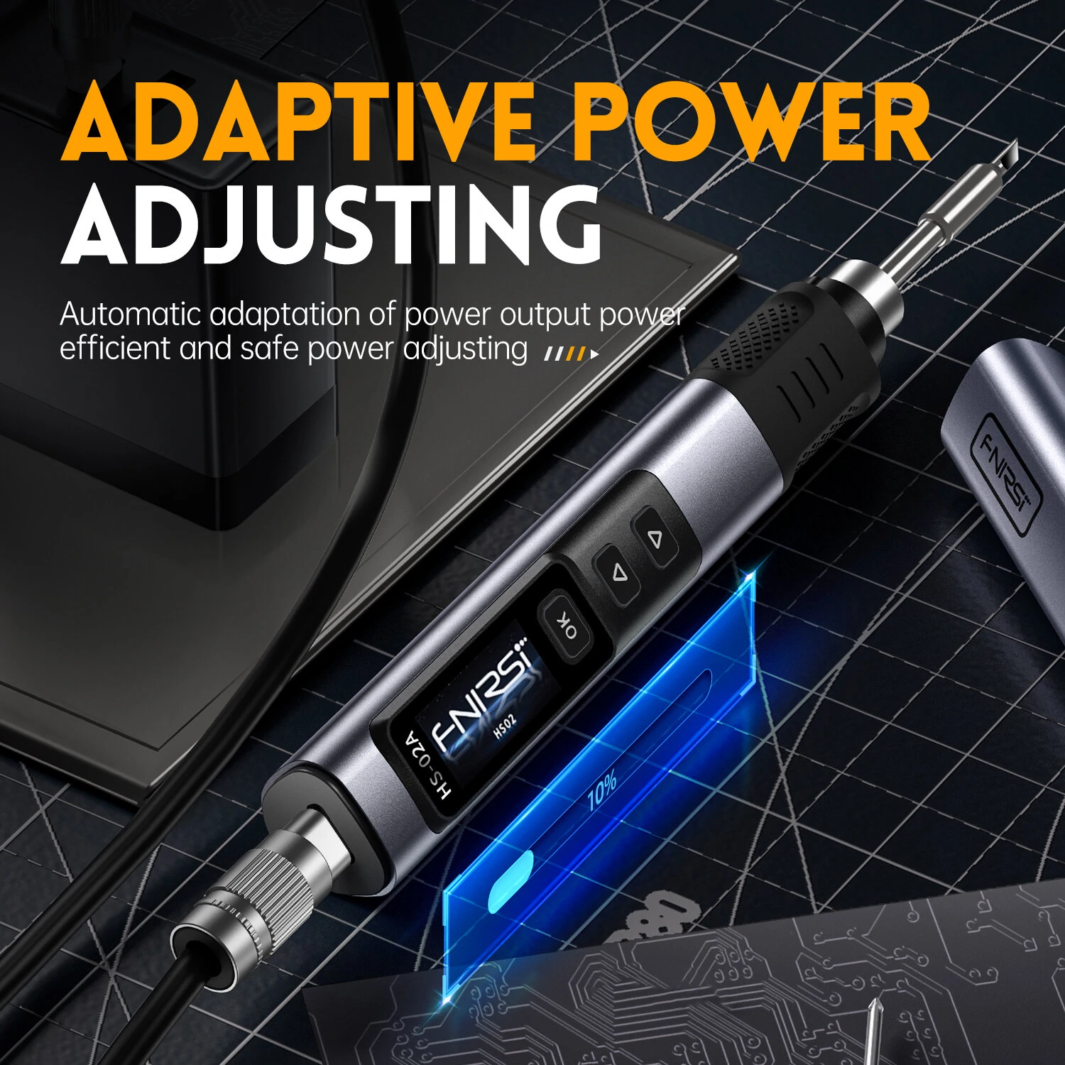 FNIRSI HS-02A Smart Soldering Iron with 6 Tips High-Power 100W Adaptable to Quick Charging PD/QC Protocol Wide Temperature Range 180-842°F Featuring Adaptive Power Efficiency 0.96 IPS HD Color Screen — view 6