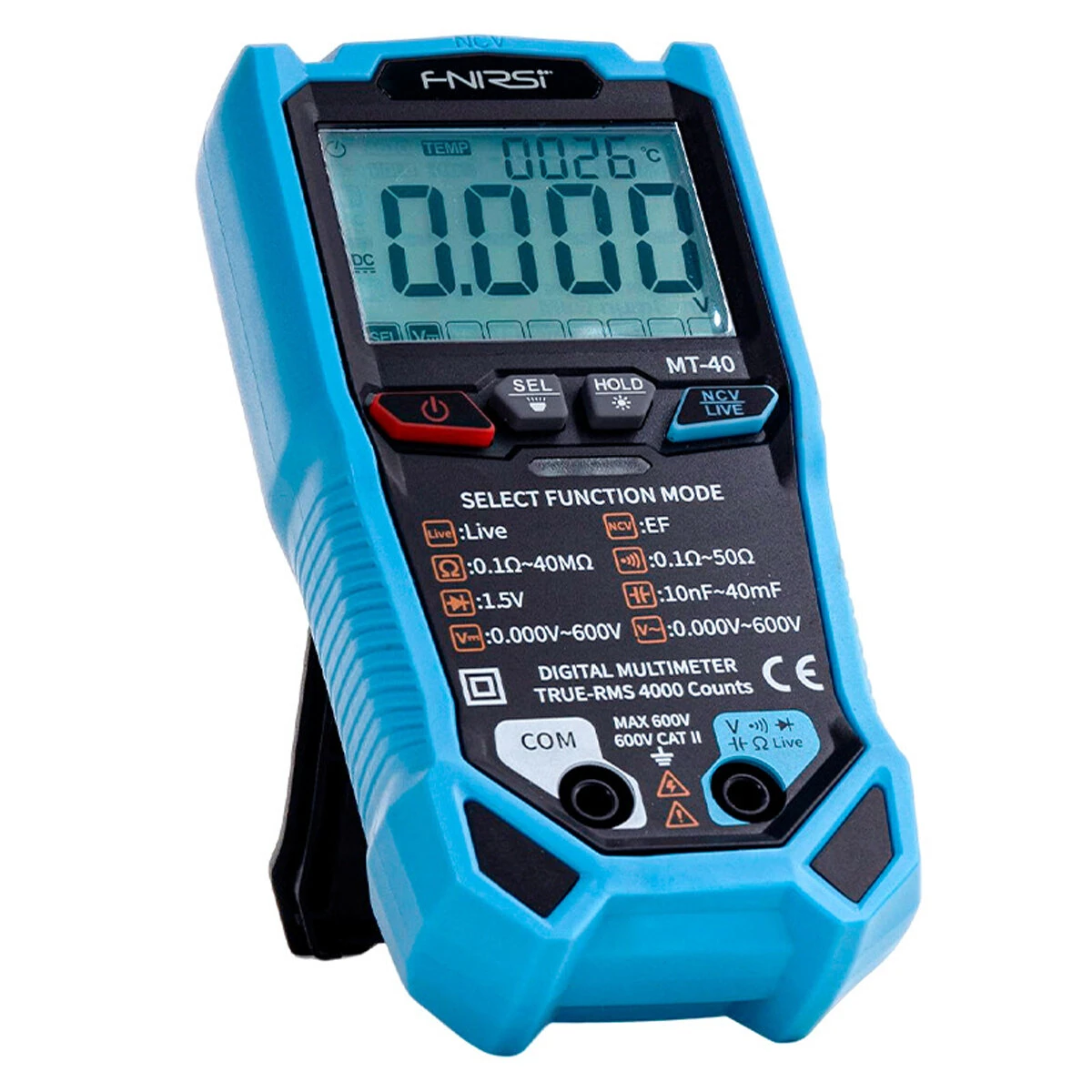 FNIRSI MT-40 Smart Digital Multimeter True RMS Auto Range 600V High Precision with Backlit LCD Diode Testing Overload Protection — FNIRSI