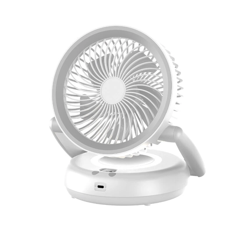 Foldable Air Circulation Fan with Night Light for Dormitory Office 360° Rotational Airflow Desktop Electric Fan 5 Wind Speed Adjustable