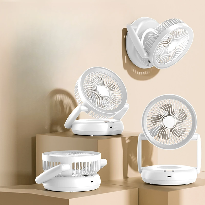 Foldable Air Circulation Fan with Night Light for Dormitory Office 360° Rotational Airflow Desktop Electric Fan 5 Wind Speed Adjustable — view 6