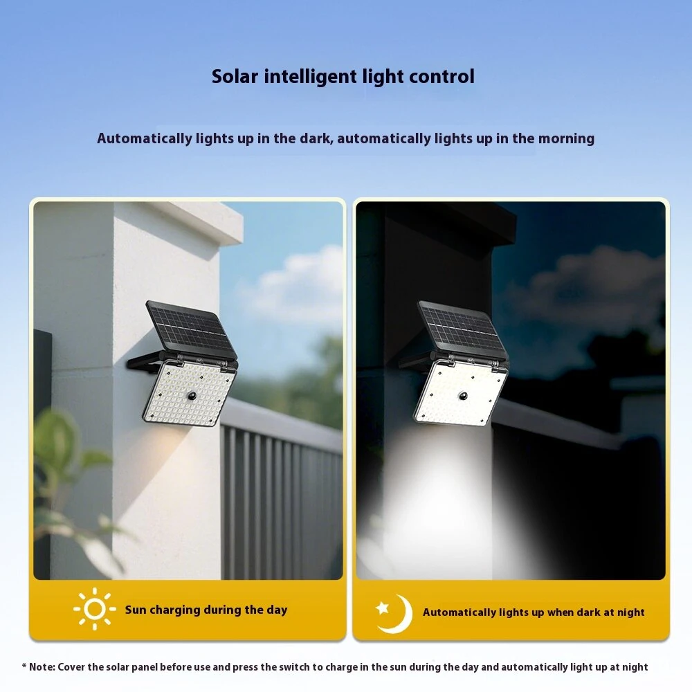 Foldable Solar Motion Sensor Wall Light Outdoor Yard Garden Lamp 3 Modes LED Floodlight Induction Compact Outdoor Security Lamp — view 5
