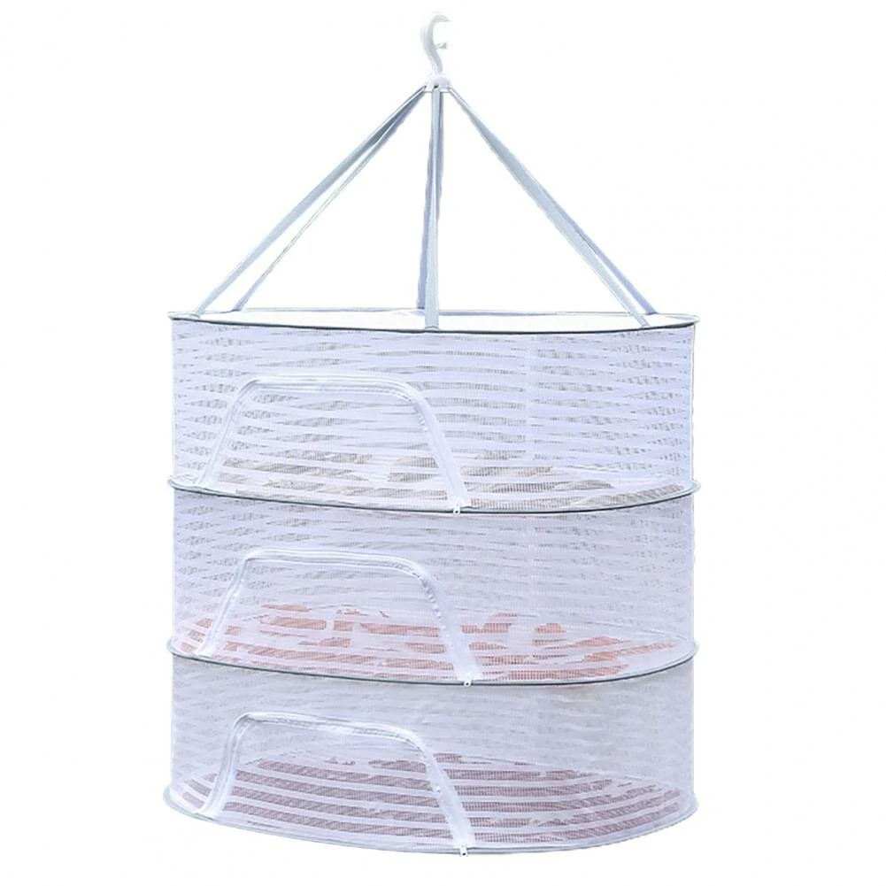 Folding Hanging Drying Rack Mesh Dryer with Zippers For Shrimp Fish Fruit Vegetables Herb — view 10