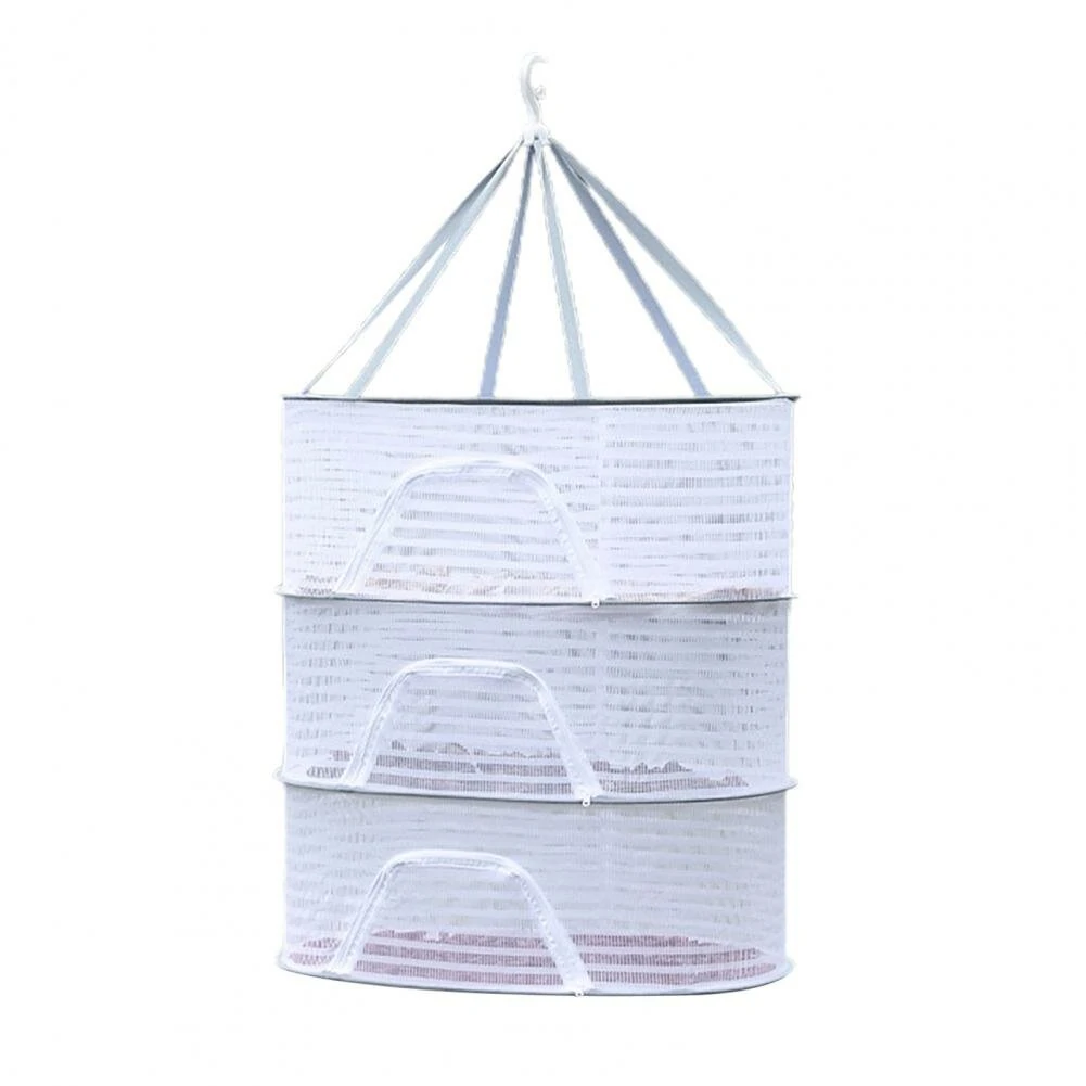 Folding Hanging Drying Rack Mesh Dryer with Zippers For Shrimp Fish Fruit Vegetables Herb — view 7