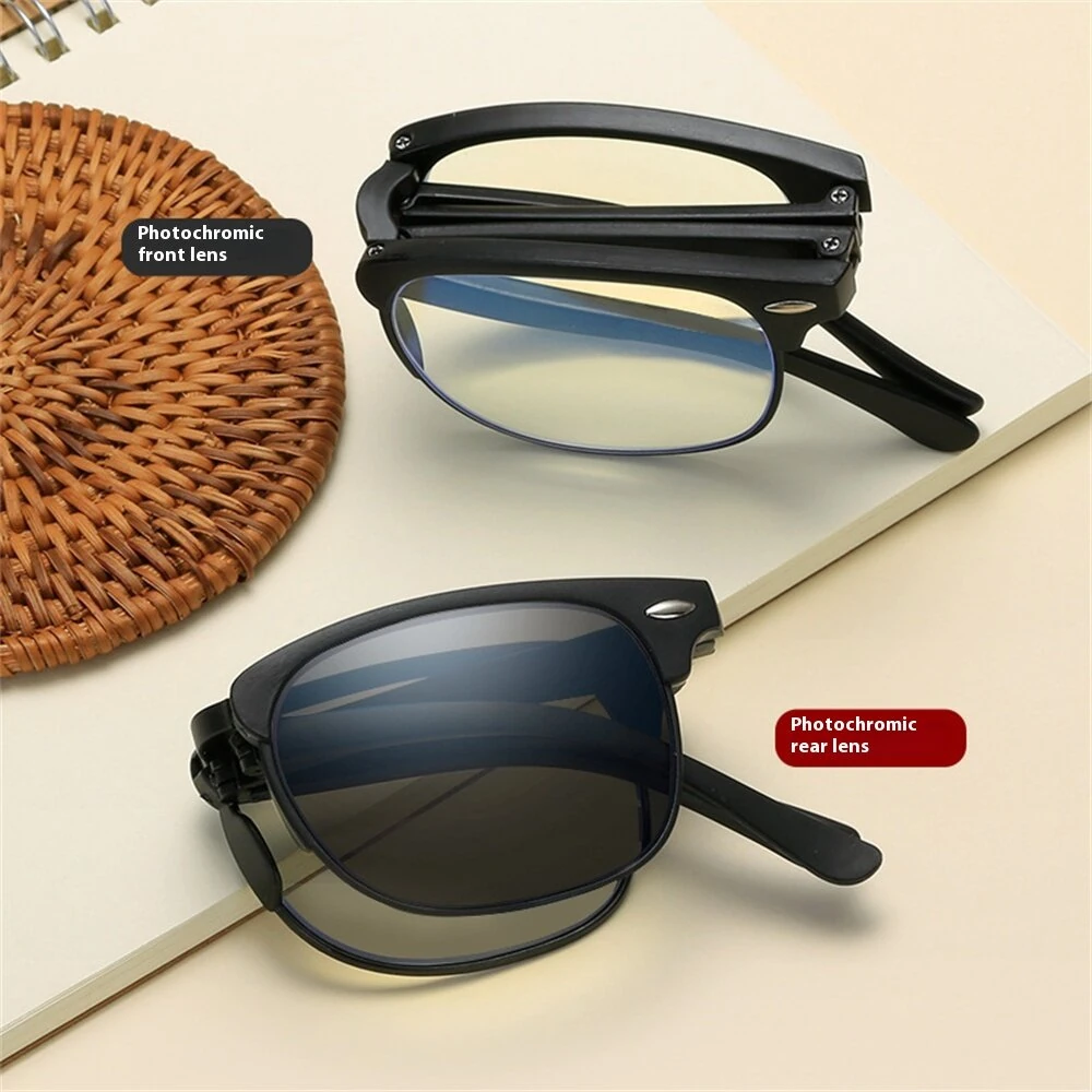 Folding Photochromic Sunglasses Lightweight Portable Indoor Outdoor Dual-use UV Anti-blue light Eyeglasses — view 3