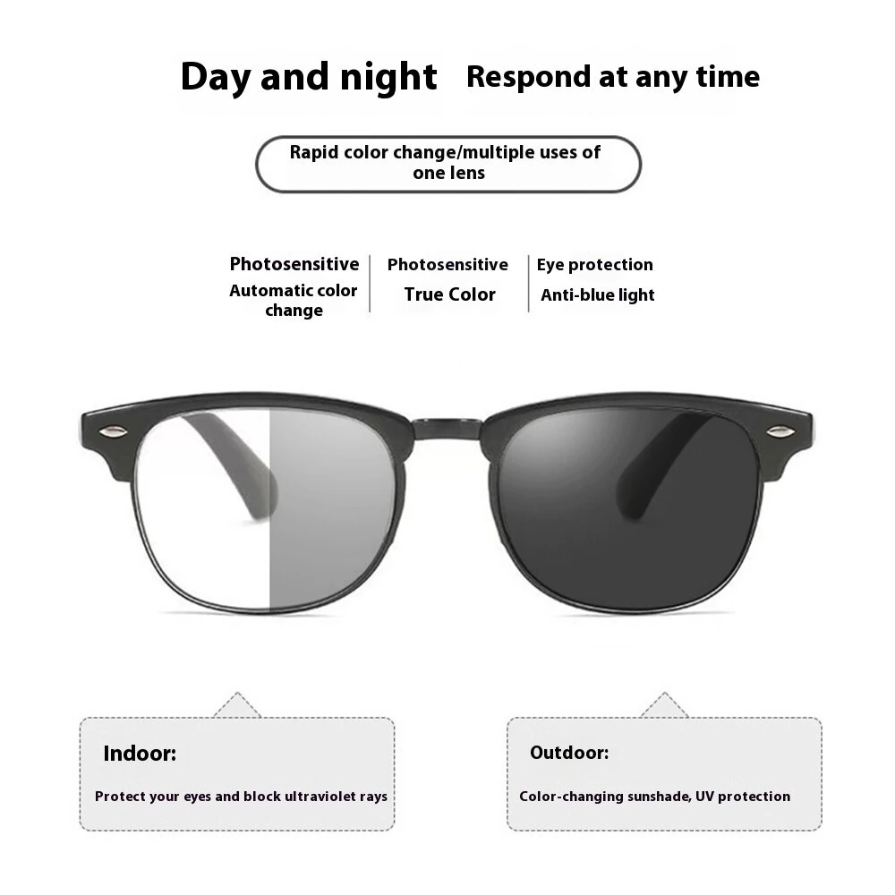 Folding Photochromic Sunglasses Lightweight Portable Indoor Outdoor Dual-use UV Anti-blue light Eyeglasses — view 4