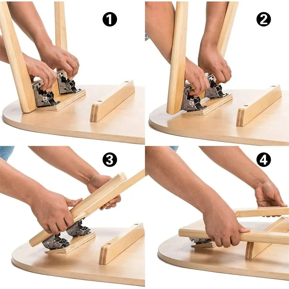 Folding Self Lock Bracket Locking Hinge Steel Plate 90 Degree Heavy Duty Table Bed Leg Support DIY Furniture — view 6
