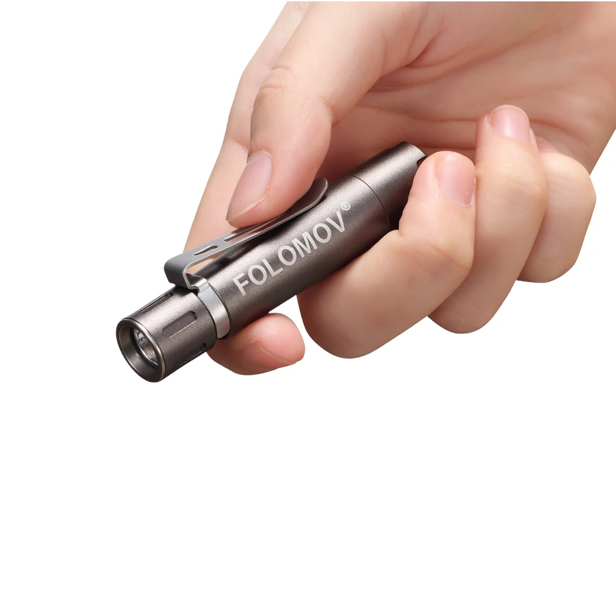 Folomov EDC C1 400lm High CRI 98 EDC Clip Flashlight 10440 Mini Size Compact Portable LED Torch Brass & Aluminum Outdoor EDC Survival Tool — view 4