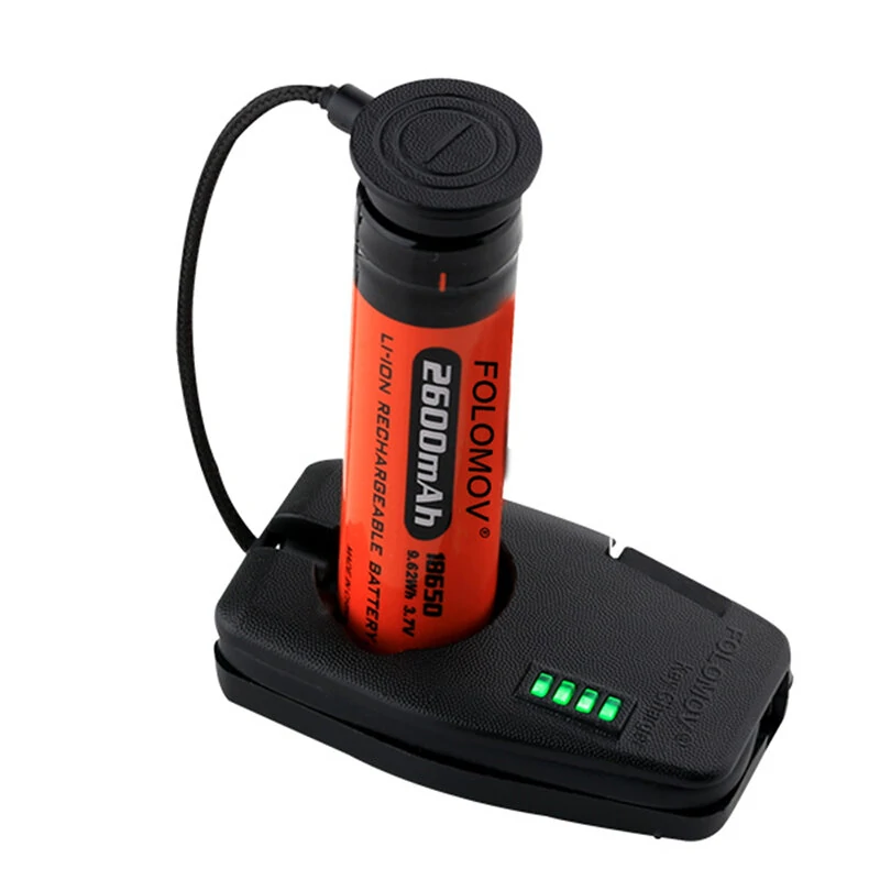 FOLOMOV Portable USB Charging Charger for 21700 20700 18650 Li-ion Battery Indicator Magnetic Key Charger — view 2