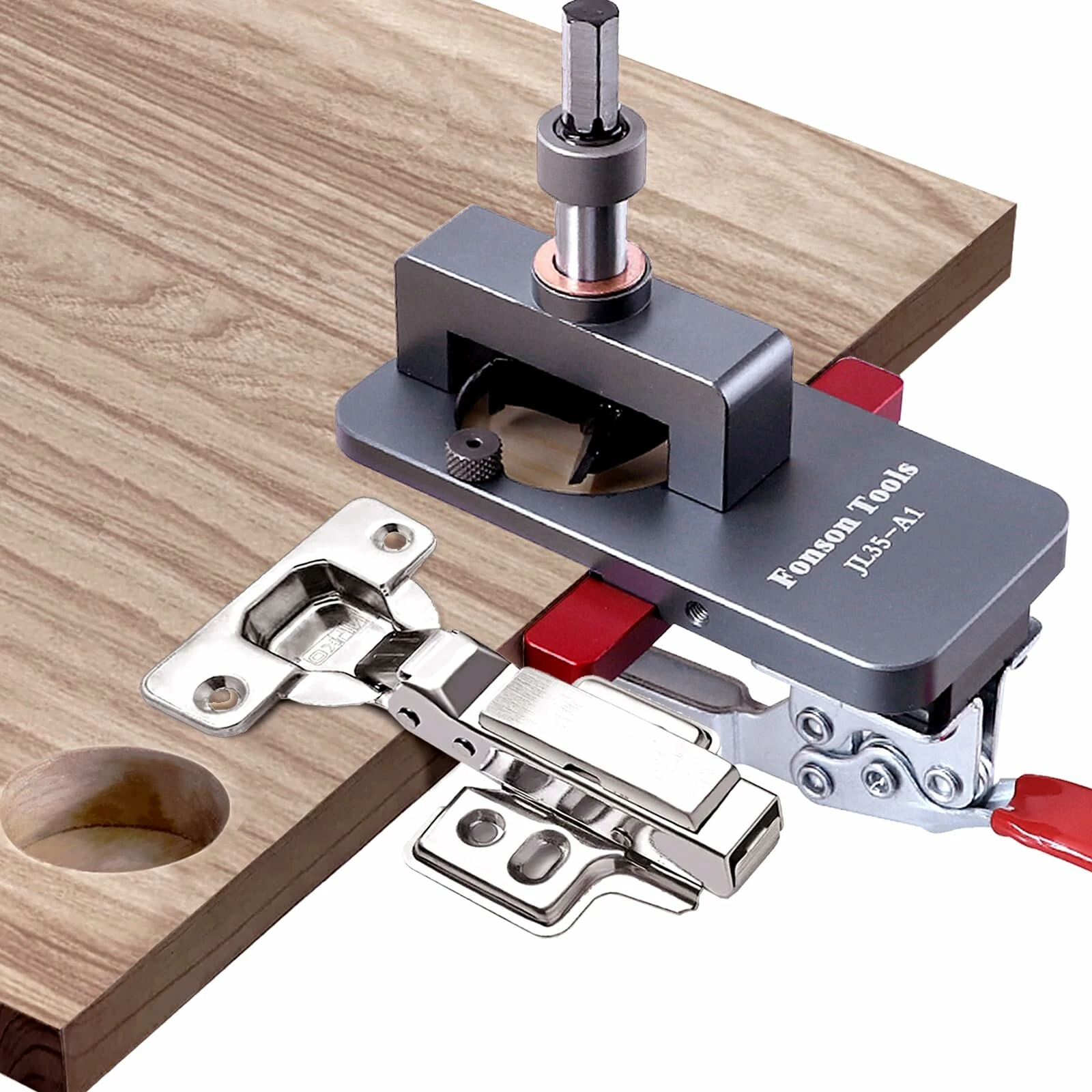Fonson Tools 35mm Concealed Hinge Jig Drilling Guide Door Hinge Jig for Woodworking Door Cabinet Hinges Mounting Tool