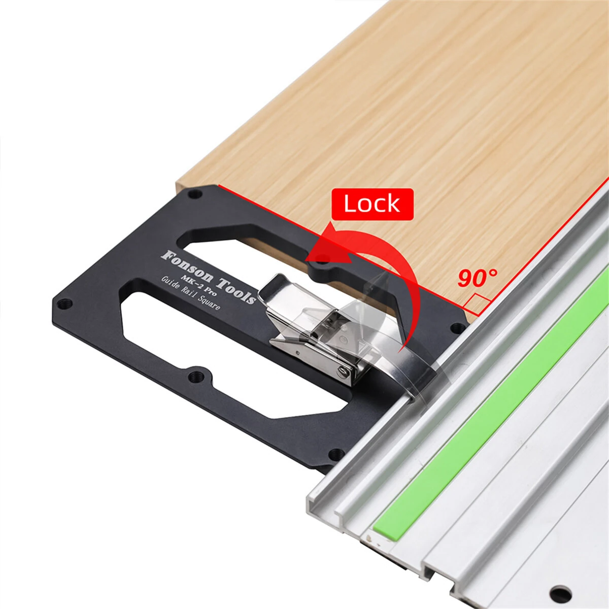 FONSON TOOLS Track Saw Square Right Angle Guide Circular Saw Guide Rail Angle Stop Compatible with Makita and Festool Guide Rail — view 3