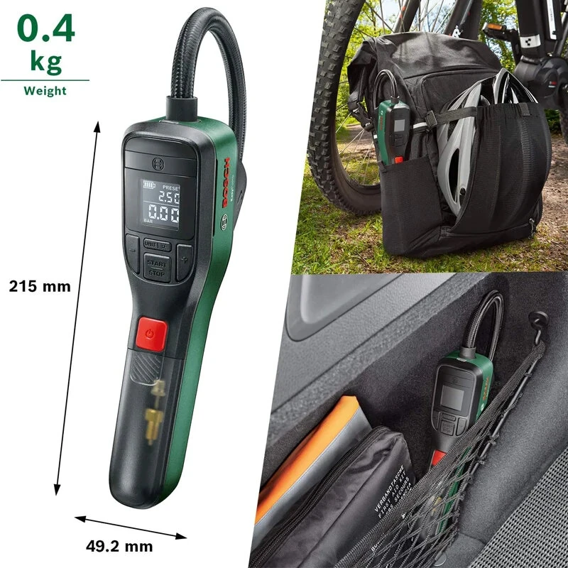For Bosch Cordless Air Pump EasyPump Digital Display USB-C Rechargeable Mini Compressor Portable Tire Inflator Bike Motorcycle Car up to 150 PSI LED Light — view 4