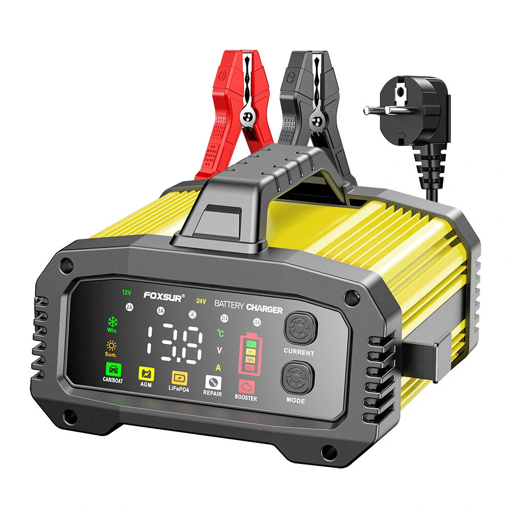 FOXSUR Portable 12V 25A 24V 15A Battery Charger High Power Large Screen Color Display For Lead-Acid Lithium Iron Batteries Car Ship Motorcycle — view 2