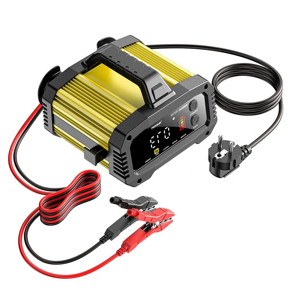FOXSUR Portable 12V 25A 24V 15A Battery Charger High Power Large Screen Color Display For Lead-Acid Lithium Iron Batteries Car Ship Motorcycle — view 4