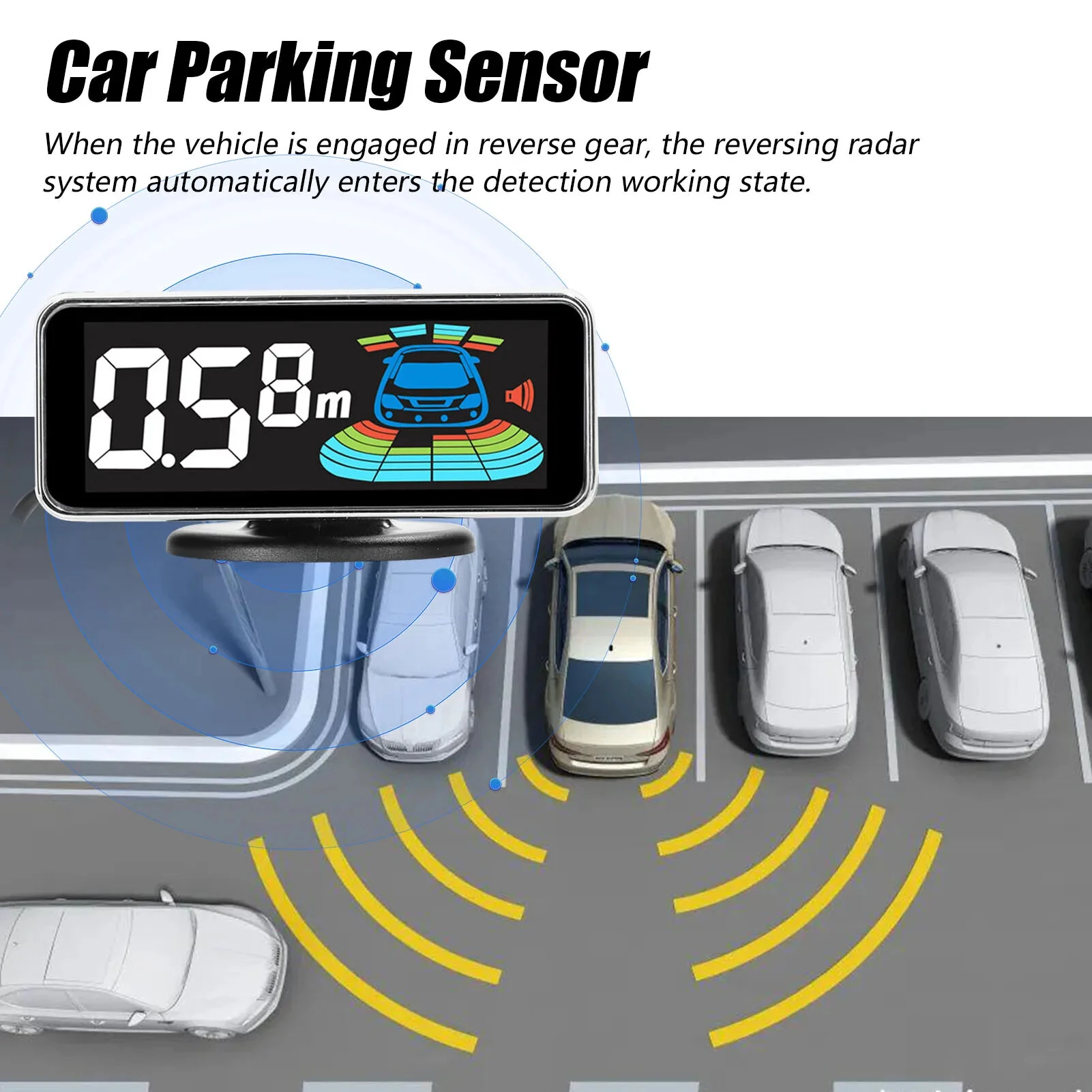 Front & Rear Car Reversing Radar System Lcd Display Parking Sensor With 8 Head Probe Distance Detection Sound Warning Buzzer — view 4
