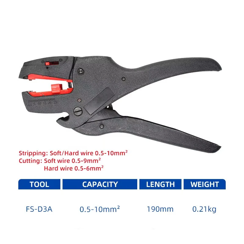 FS-D3A Multifunctional Integrated Wire Stripper 0.5-10mm² Self-Adjusting Tool for Wire Stripping Cutting Electrical Work — view 7