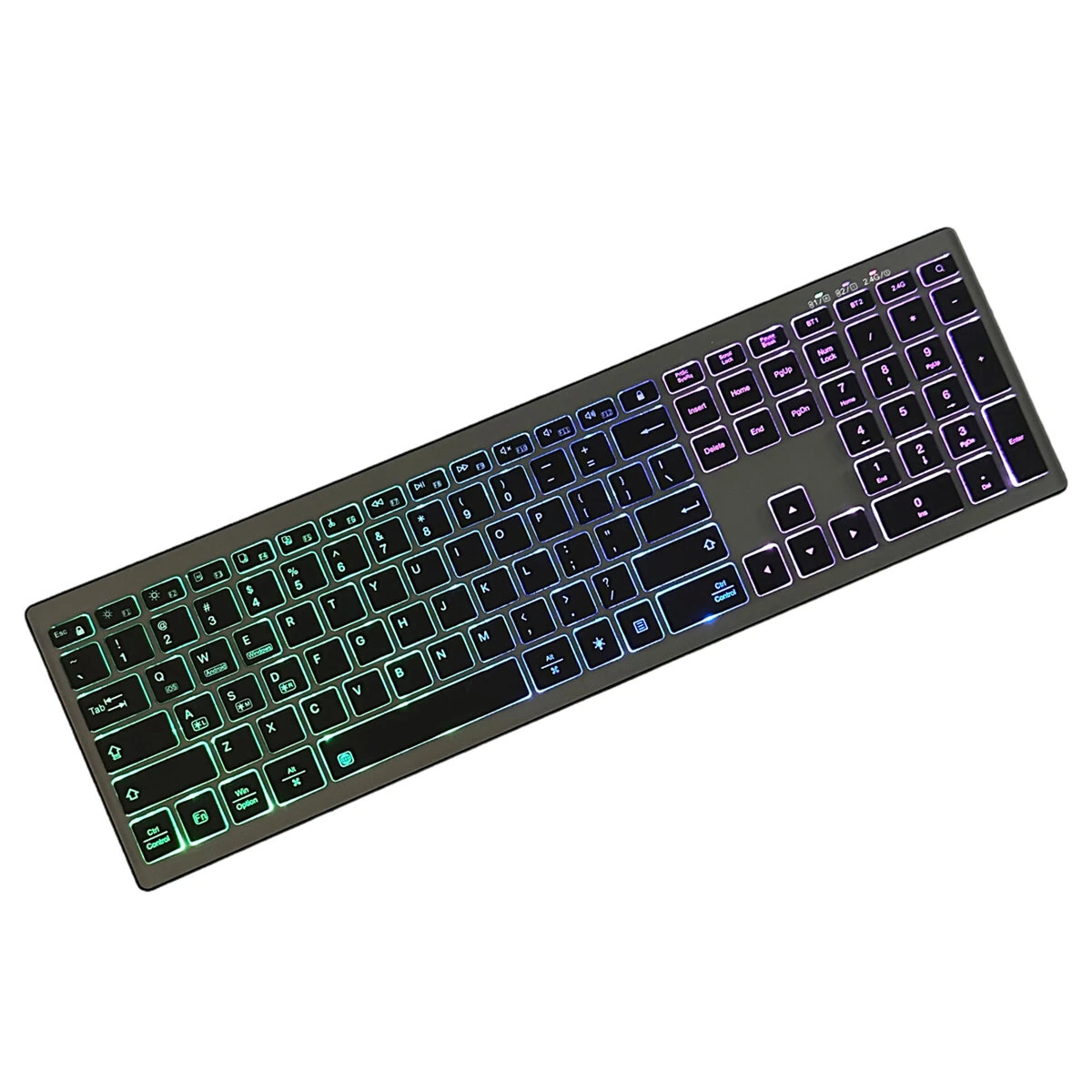 Full Size 110 Keys Tri-mode Wireless Keyboard with RGB Backlights Slient Click Rechargeable Silent Film Keyboards for PC Laptop Computer — view 5