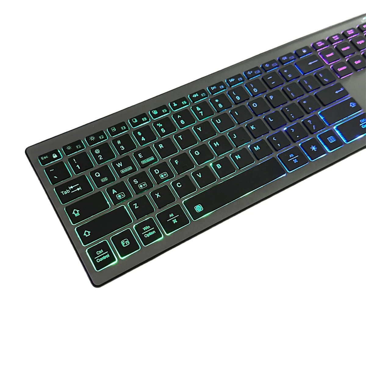 Full Size 110 Keys Tri-mode Wireless Keyboard with RGB Backlights Slient Click Rechargeable Silent Film Keyboards for PC Laptop Computer — view 7