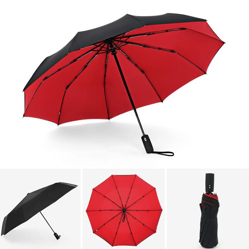 Fully Automatic Double Layer Umbrella Wind-Resistant Design Enhanced Durability with Metal and Fiber Medium Size Water Resistant Available in Multiple Colors — Fully