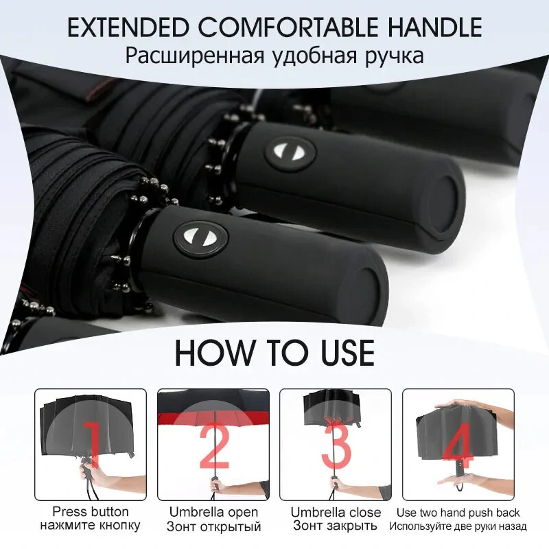 Fully Automatic Double Layer Umbrella Wind-Resistant Design Enhanced Durability with Metal and Fiber Medium Size Water Resistant Available in Multiple Colors — view 7