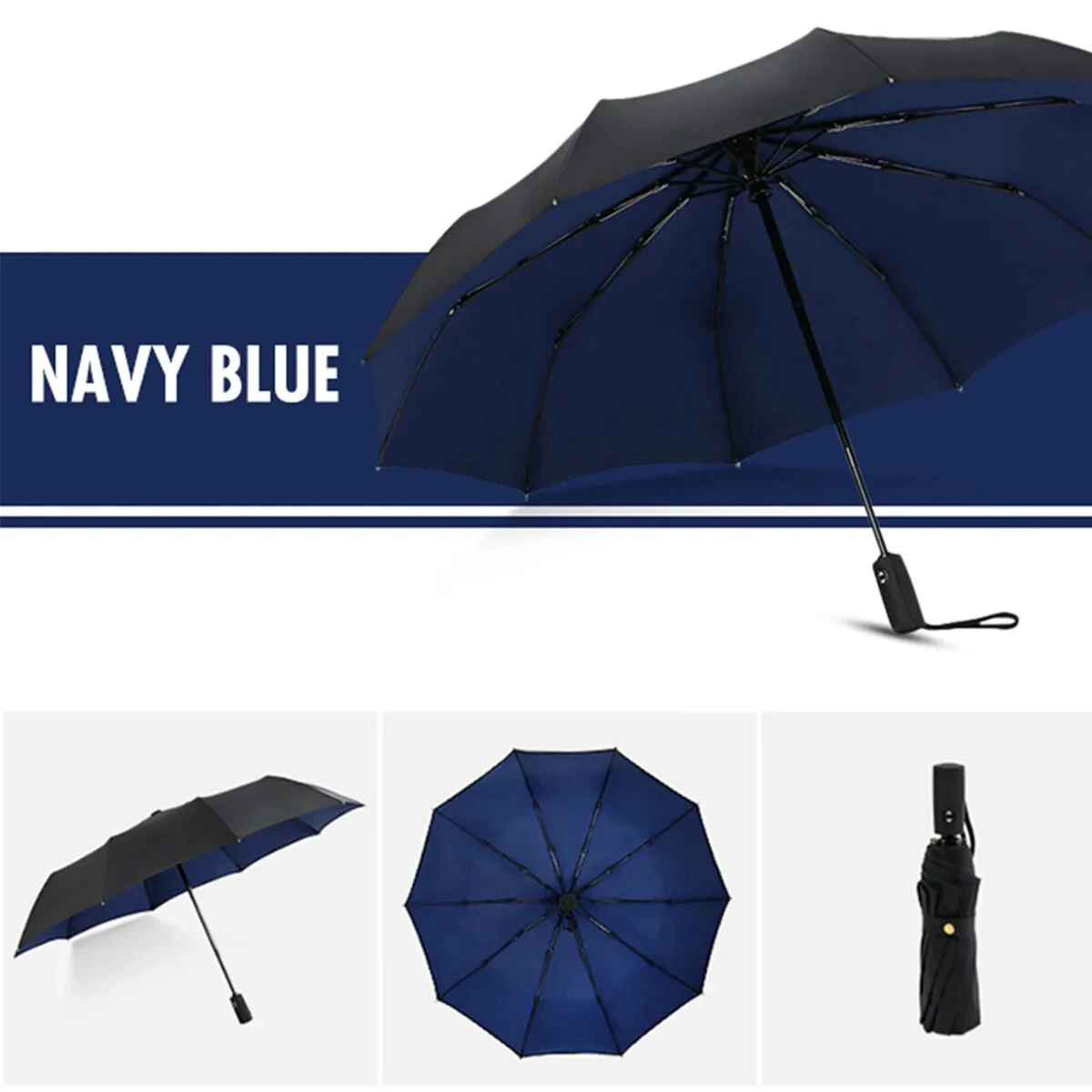 Fully Automatic Double Layer Umbrella Wind-Resistant Design Enhanced Durability with Metal and Fiber Medium Size Water Resistant Available in Multiple Colors — view 8