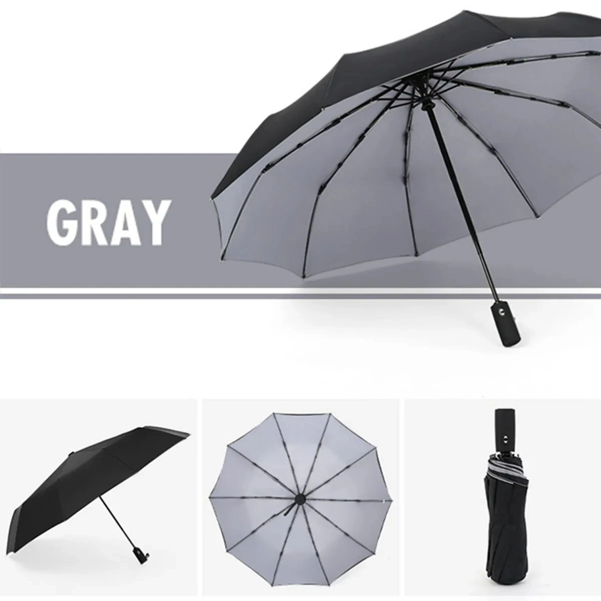 Fully Automatic Double Layer Umbrella Wind-Resistant Design Enhanced Durability with Metal and Fiber Medium Size Water Resistant Available in Multiple Colors — view 9
