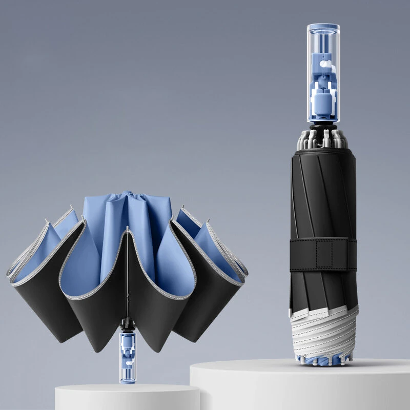 Fully Automatic Umbrella Safety Anti-Rebound Reverse Folding Umbrella Sunny Rainy Dual-Use Sunshade Umbrella — Fully