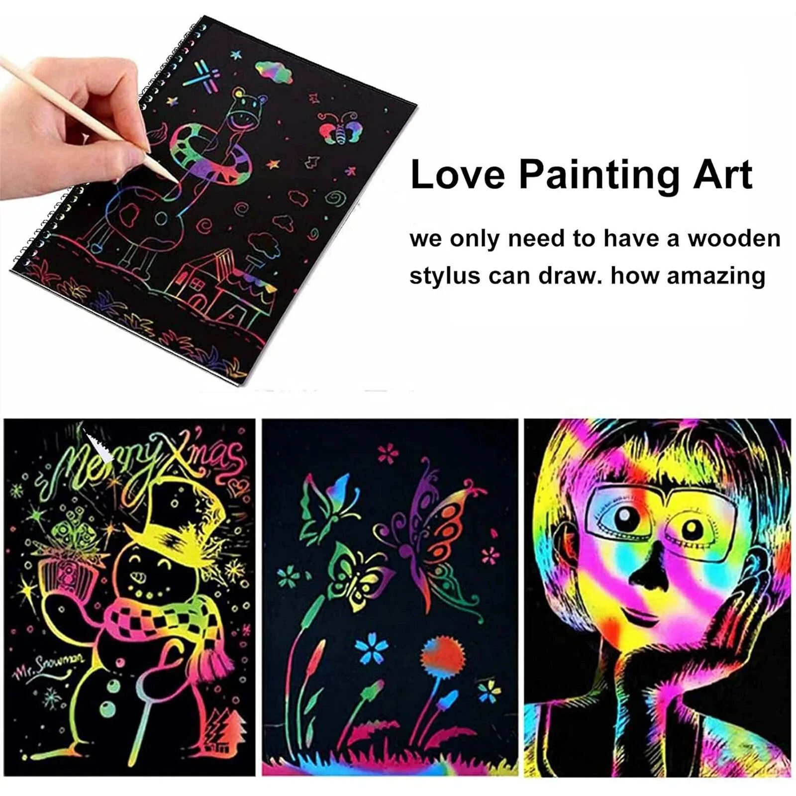Funny Scratch Children Painting Notebook DIY Drawing Toy Big Blow Painting Children Educational Toys — view 8