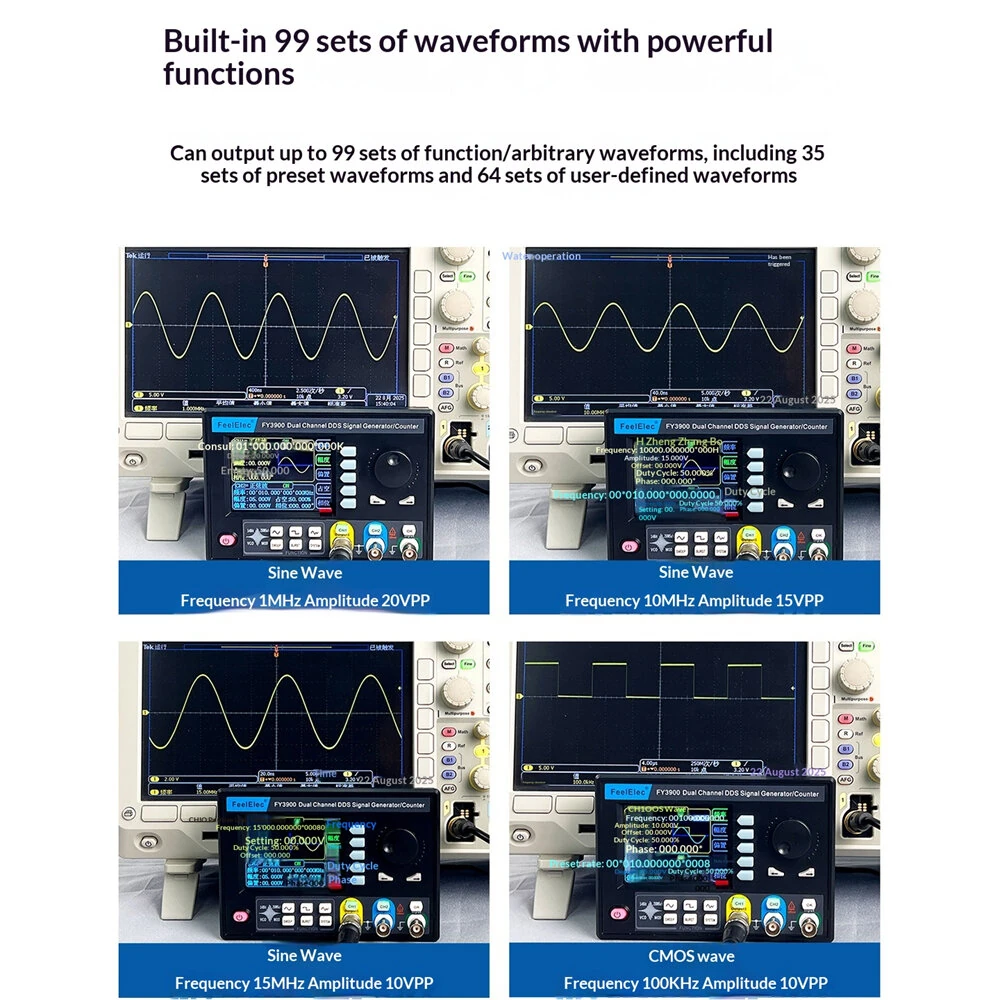 FY3900 Dual Channel Signal Generator 10MHz-30MHz High Precision Frequency Source Arbitrary Waveform Generator Lab Equipment — view 4