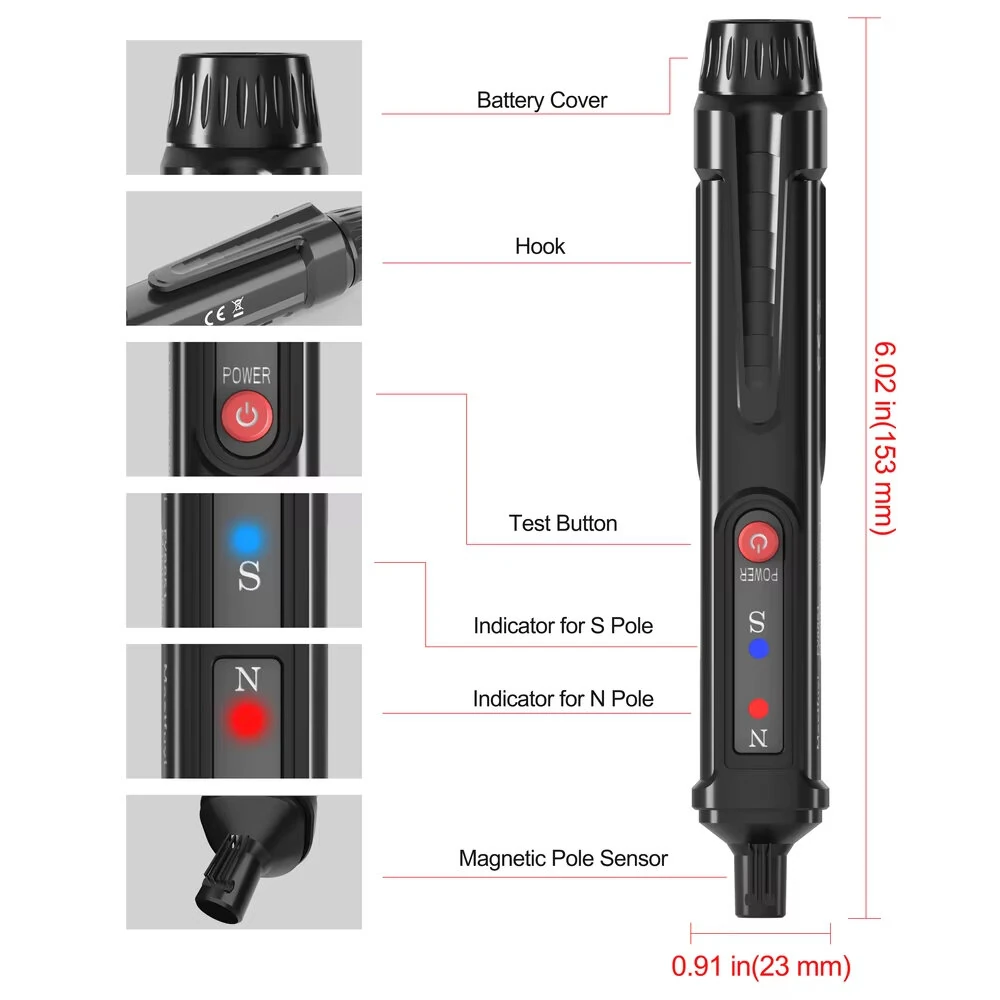 FY8851 Magnetic Polarity Tester Non-Contact Handheld High Sensitivity North South Pole Identification Compact Portable Easy Operation — view 6