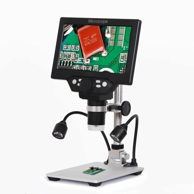 G1200D Digital Microscope 12MP 7 Inch Large Color Screen Large base LCD Display 1-1200X Continuous with Light — Pricio
