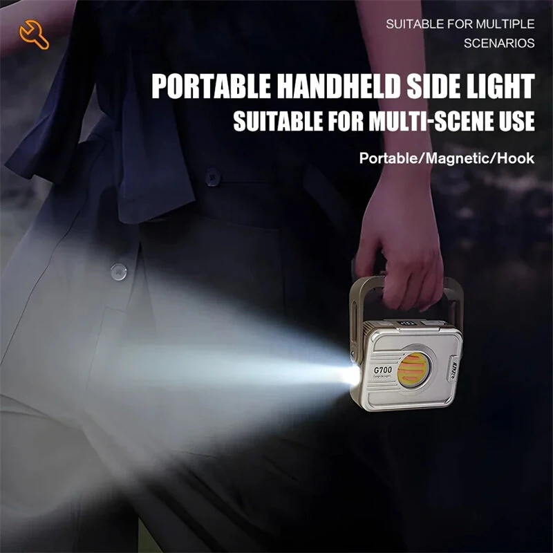 G700 LED Portable Lantern Built-in 6000mAh Battery USB Rechargeable Flashlight with Dual Light Source Floodlight LED Torch Outdoor Camping Lamp Maintenance Work Light — view 6