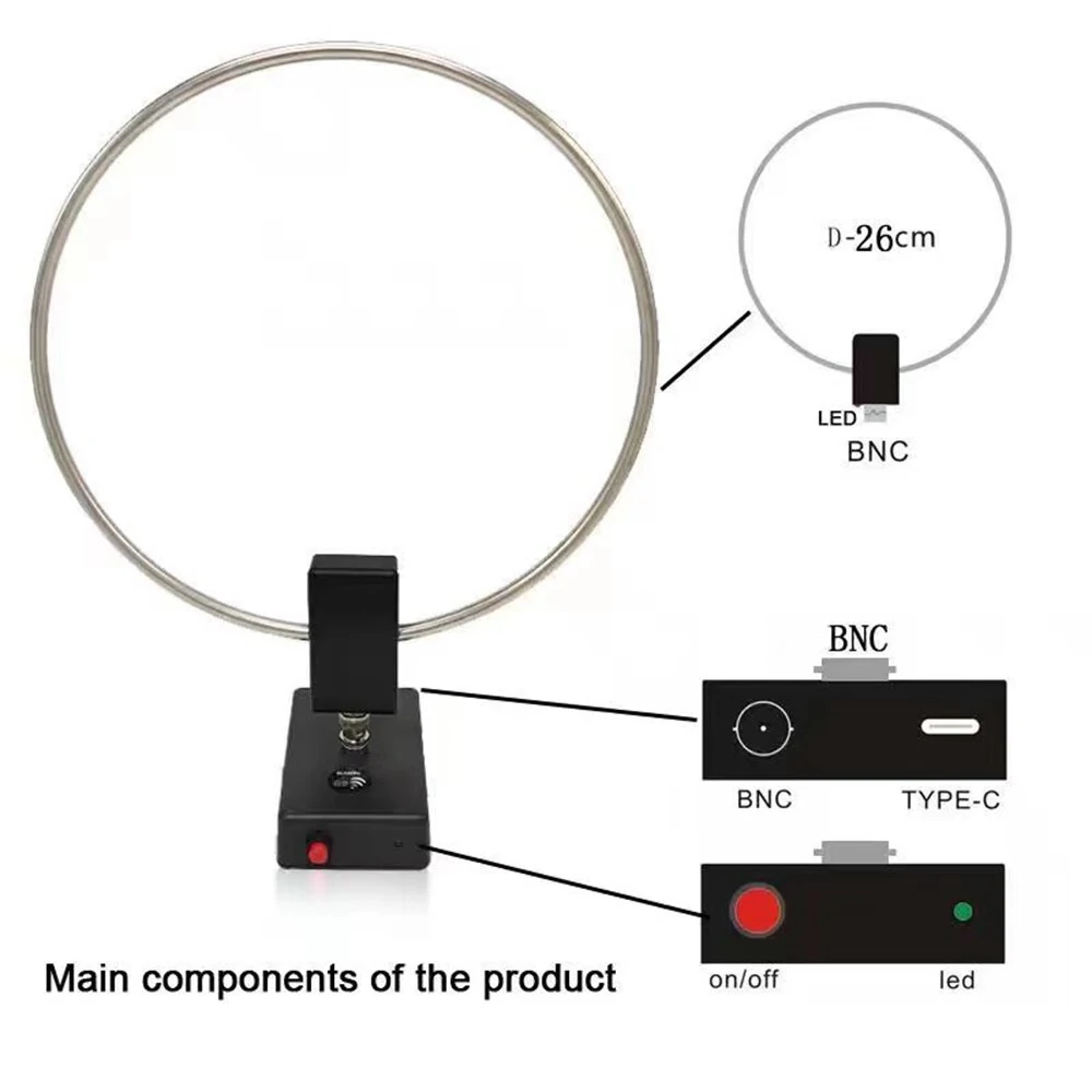 GA800 Radio Shortwave Antenna Small Active Loop Shortwave Antenna 10KHz-159MHz HF — view 3