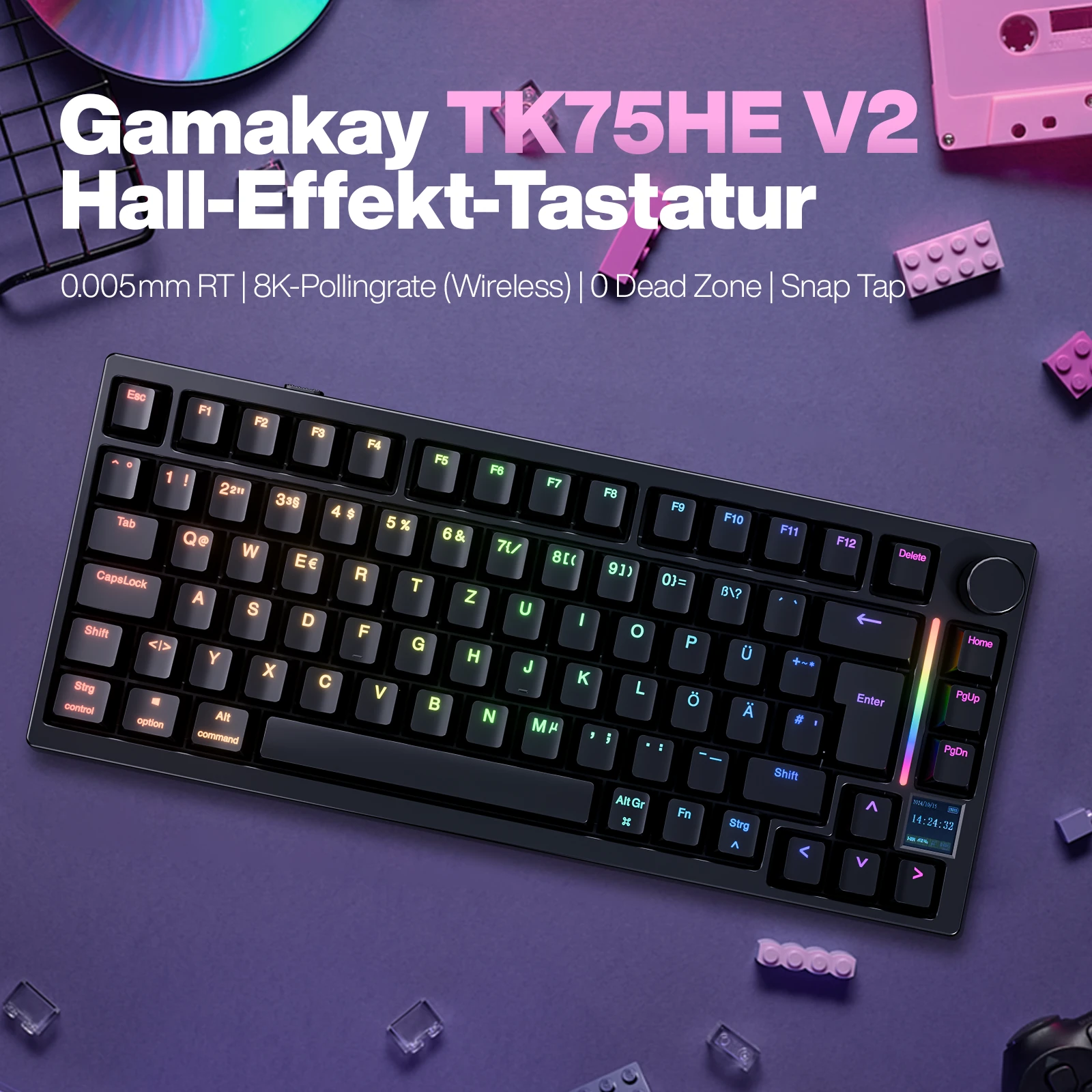 Gamakay TK75HE V2 Hall Effect Tri-mode Magnetic Keyboard 8K Polling Rate 0.005mm RT Accuracy TOP Structure 75% US / DE ISO Layout DIY Customization Wireless Mechanical Gaming — view 6