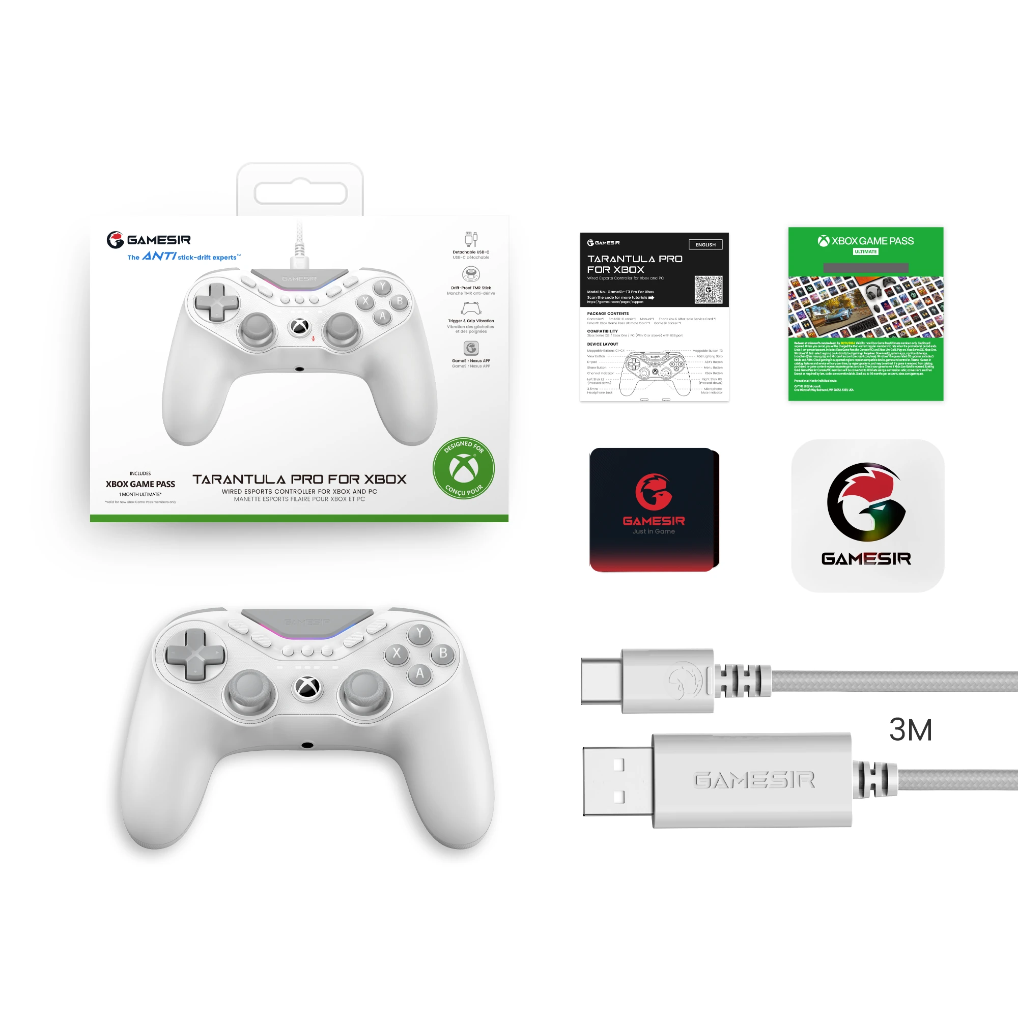 GameSir T3 Pro Wired Gaming Controller For Xbox with TMR Sticks and Hall Effect Triggers 1000Hz Polling Rate 9 Programmable Buttons 4 Rumble Motors Gamepad — view 7