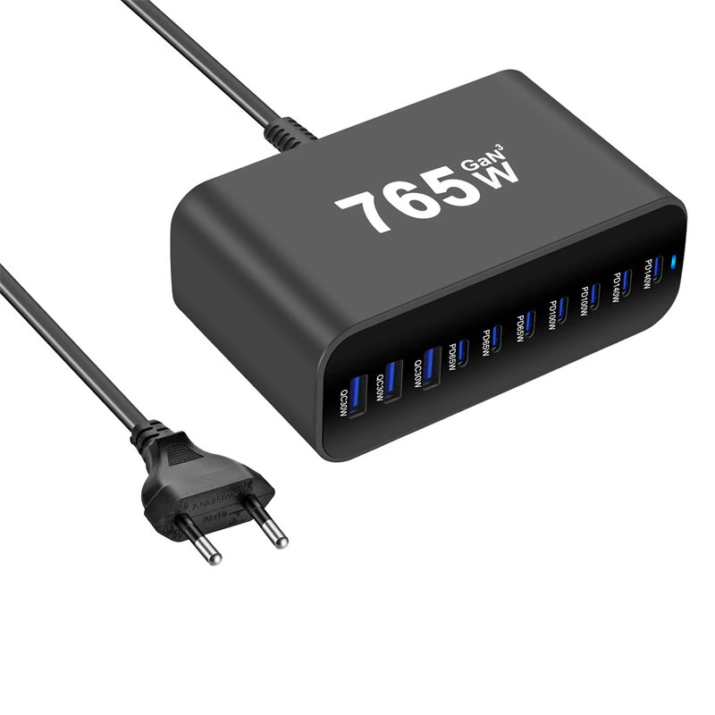 [GaN Tech] Bakeey YMX-615-765W 765W 10-Port USB PD Charger 3USB-A+7USB-C PD Fast Charging Desktop Charging Station EU Plug for iPhone 17 17 Pro 16 Pro Max 15 14 for Huawei Pura 80 Ultra for Samsung Galaxy S25 Ultra for OPPO — GaN