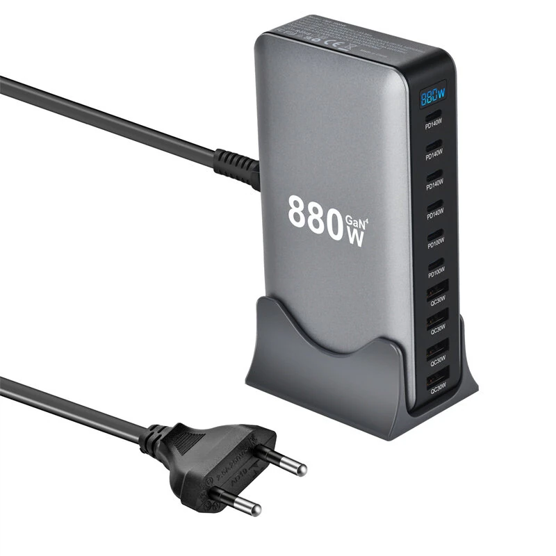 [GaN Tech] Bakeey YMX-880W 880W 10-Port USB PD Charger 4USB-A+6USB-C PD QC Fast Charging Desktop Charging Station EU Plug for iPhone 17 17 Pro 16 15 14 Pro Max for Huawei Mate XTs for SAMSUNG for XIAOMI for OPPO