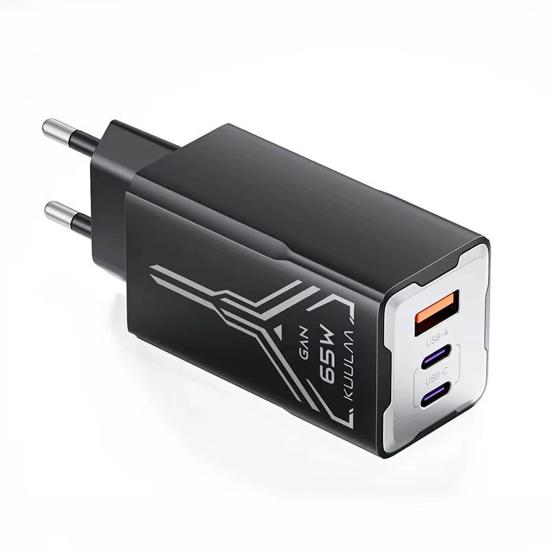 [GaN Tech] KUULAA KL-CD64 65W 3-Port USB PD Charger USB-A+2USB-C PD Fast Charging Wall Charger Adapter EU Plug US Plug for iPhone 16 16 Pro 15 14 13 Pro Max for Xiaomi 15 Ultra for Samsung Galaxy S25 Ultra for Huawei Pura X — view 2