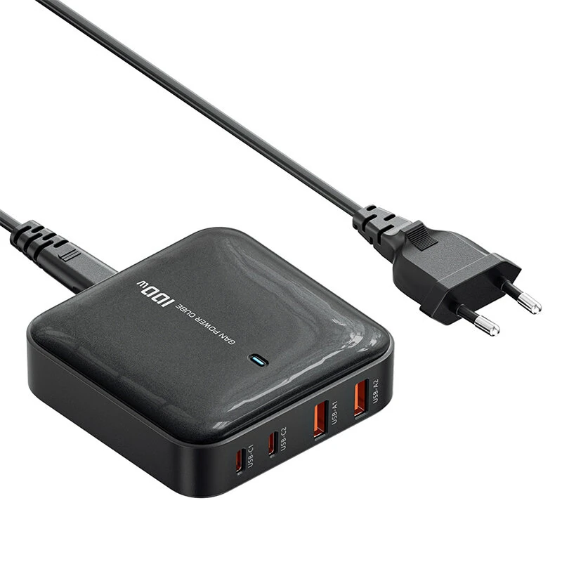 [GaN Tech] Toocki P100BD12C2A0 100W 4-Port USB PD Charger 2USB-C+2USB-A Fast Charging Desktop Charging Station EU Plug US Plug for iPhone 16 15 14 13 Pro for Huawei Mate XT for Xiaomi MIX Fold4 for Samsung Galaxy Z Fold6 — Toocki