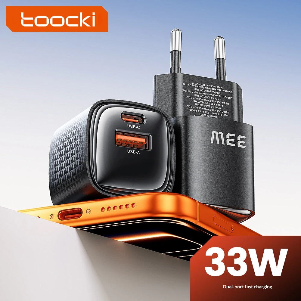 [GaN Tech] Toocki TC22331 33W 2-Port USB Charger USB-A+USB-C PD3.0 QC PPS Fast Charging Wall Charger Adapter EU Plug US Plug for iPhone 17 17 Pro 16 Pro Max 15 14 13 for Xiaomi 17pro for Huawei Mate XTs for Samsung for OPPO — view 4
